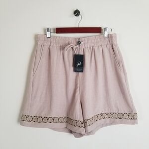 Adrianna Papell Crochet Trim Shorts Size Large NWT